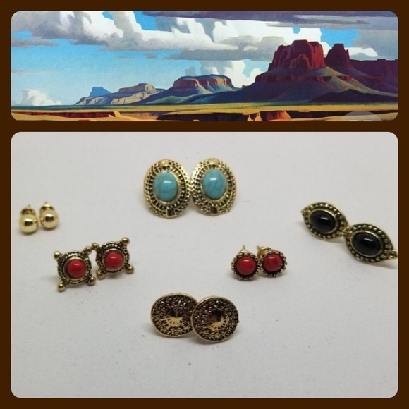 Bundle of 6 Southwest Style Earrings. - Picture 2 of 3